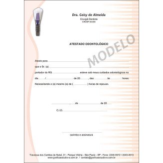 Atestado Odontológico Colorido - Cod: 050