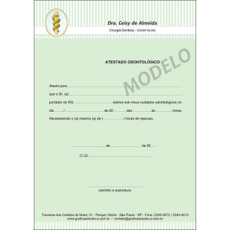 Atestado Odontológico Colorido - Cod: 051