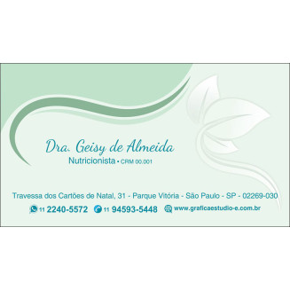 Cartão de Visita para Nutricionistas com Verniz - Cod: N101