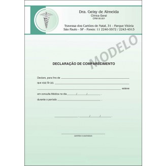 Declaração Médica de Comparecimento Colorida - Cod: M015 Verde